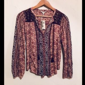 Lucky Brand Paisley Peasant Top
